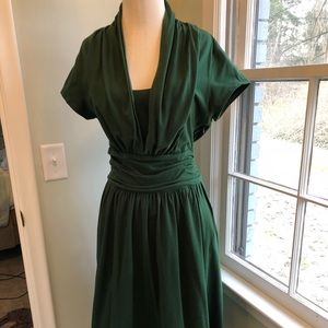 Bottle green eShakti casual dress